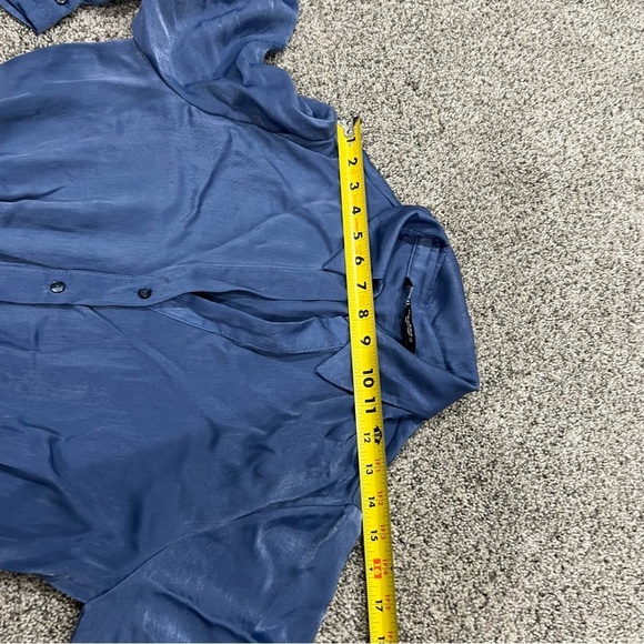 ZARA WOMAN FW21 INDIGO Blue SATIN EFFECT Wrap Style Mini DRESS Size XS - Picture 8 of 10